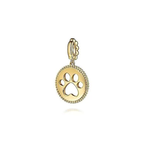 Gabriel & Co. 14 Karat Yellow Gold Bujukan Paw Print Medallion Image 3 Saxons Fine Jewelers Bend, OR