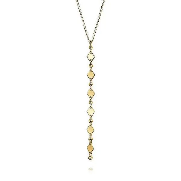 Gabriel & Co. 14 Karat Yellow Gold Vertical Bar Pendant Necklace Saxons Fine Jewelers Bend, OR