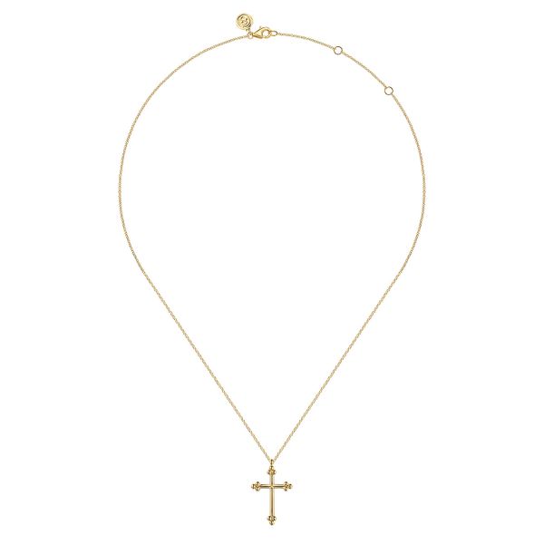 Gabriel & Co. 14 Karat Yellow Gold Bujukan Cross Necklace Pendant Image 2 Saxons Fine Jewelers Bend, OR