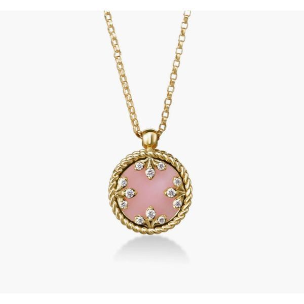 Roberto Coin Pink Opal and Diamond Pendant Necklace Saxons Fine Jewelers Bend, OR