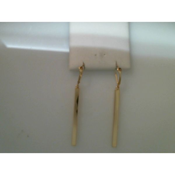 Yellow Gold Square Column Drop Earring Saxons Fine Jewelers Bend, OR