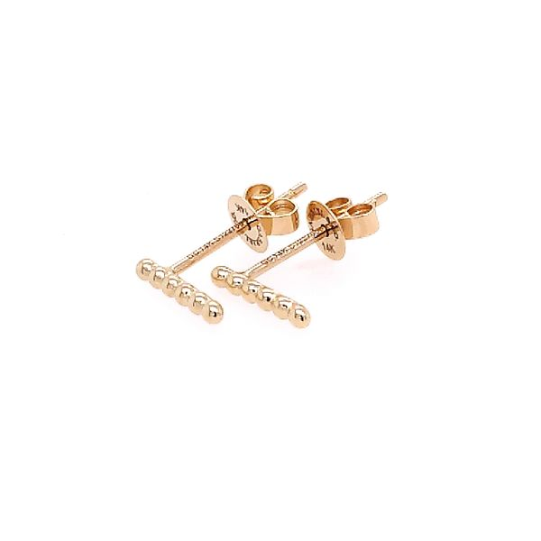 Gabriel & Co. 14K Yellow Gold Beaded Bar Stud Earrings Saxons Fine Jewelers Bend, OR