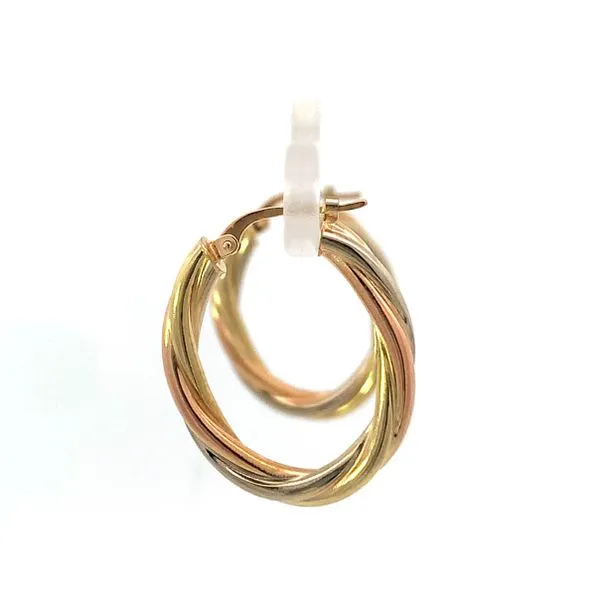 18 Karat Yellow Gold/White Gold/Rose Gold Twisted Oval Hollow Hoops Image 3 Saxons Fine Jewelers Bend, OR