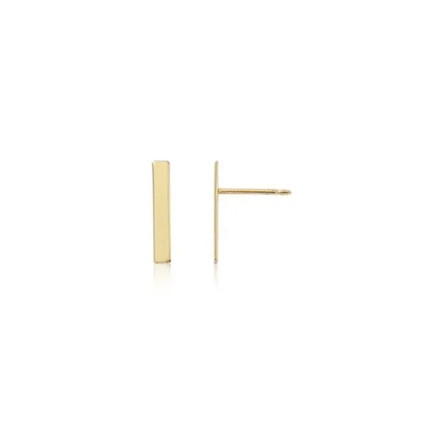 14 Karat Yellow Gold Bar Post Earrings Image 2 Saxons Fine Jewelers Bend, OR