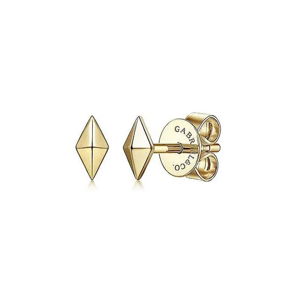 Gabriel & Co. 14 Karat Yellow Gold Pyramid Stud Earrings Saxons Fine Jewelers Bend, OR