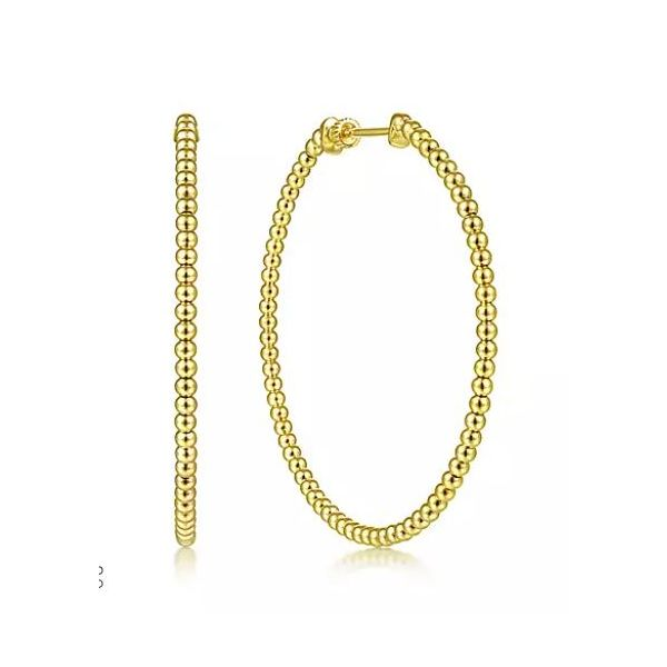 Gabriel & Co. 14 Karat Yellow Gold Bujukan Classic Hoop Earrings Saxons Fine Jewelers Bend, OR