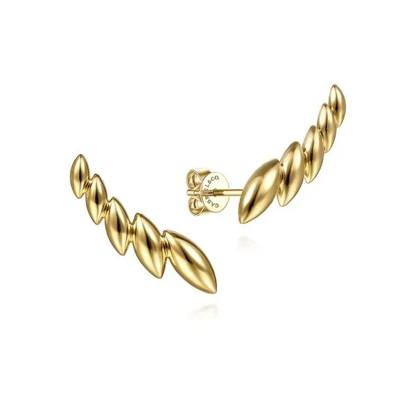 Gabriel & Co. 14 Karat Yellow Gold Leaf Station Crawler E...