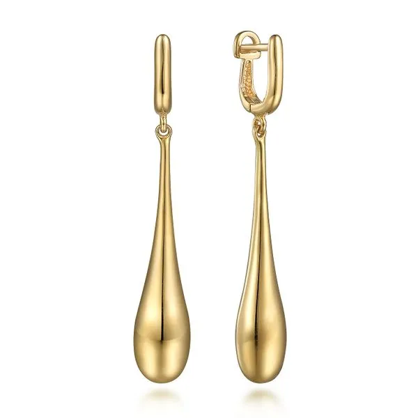 Gabriel & Co. 14 Karat Yellow Gold Long Teardrop Earrings Saxons Fine Jewelers Bend, OR
