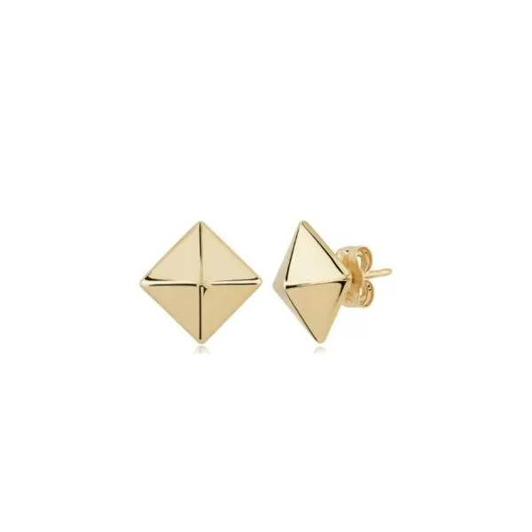 14 Karat Yellow Gold Pyramid Stud Earrings Saxons Fine Jewelers Bend, OR