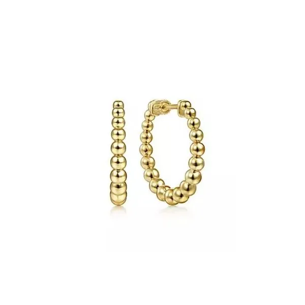 Gabriel & Co. 14 Karat Yellow Gold Beaded Round Classic Hoops Saxons Fine Jewelers Bend, OR