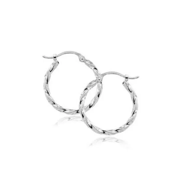 14 Karat White Gold Twisted Tube Hoops Saxons Fine Jewelers Bend, OR