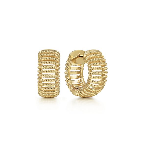 Gabriel & Co. 14K Yellow Gold Wide Open Huggies Saxons Fine Jewelers Bend, OR