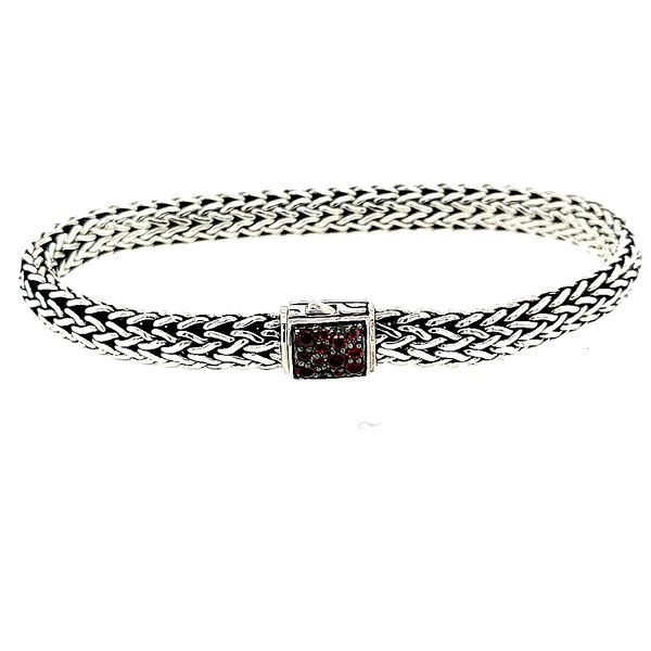 John Hardy Sterling Silver Black Sapphire/ Garnet Classic Chain Small Reversible Bracelet Saxons Fine Jewelers Bend, OR