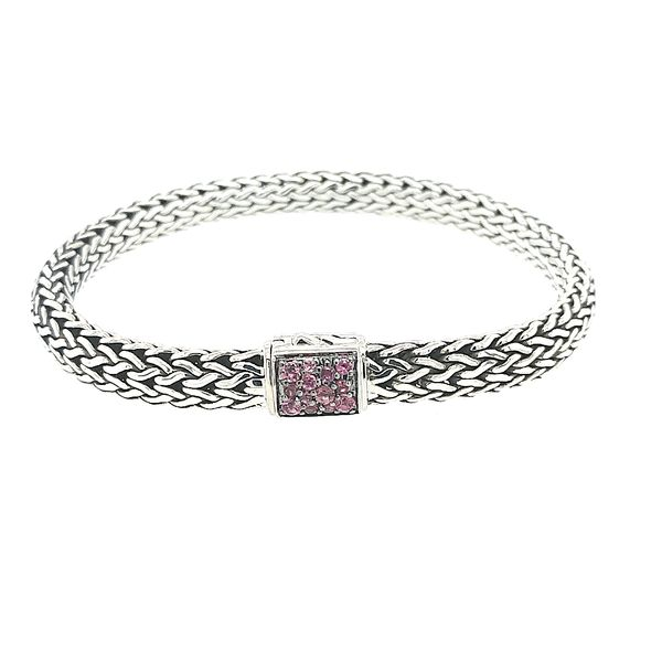 John Hardy Sterling Silver Black Sapphire/ Pink Tourmaline Bracelet Small Reversible Saxons Fine Jewelers Bend, OR