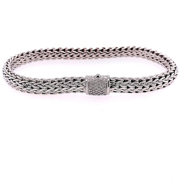 John Hardy Silver Diamond Pave Classic Chain Bracelet 0.16 Carat Size Large Saxons Fine Jewelers Bend, OR