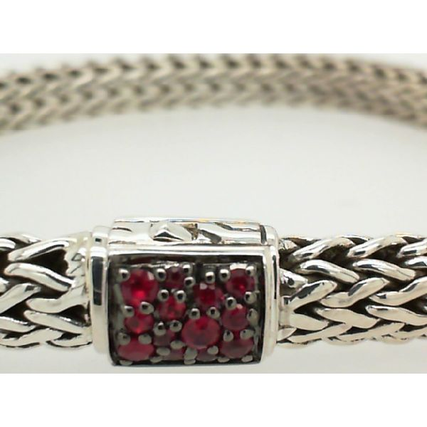 John Hardy Sterling Silver Black Sapphire/ African Ruby Brac
