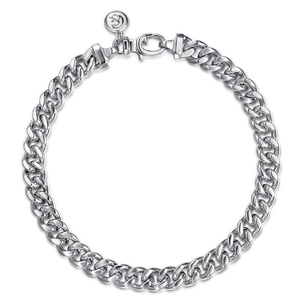 Gabriel and Co Sterling Silver Solid Diamond Cut Cuban Link Chain Bracelet 7 to 9mm 8 Inch Push Box Clasp Saxons Fine Jewelers Bend, OR