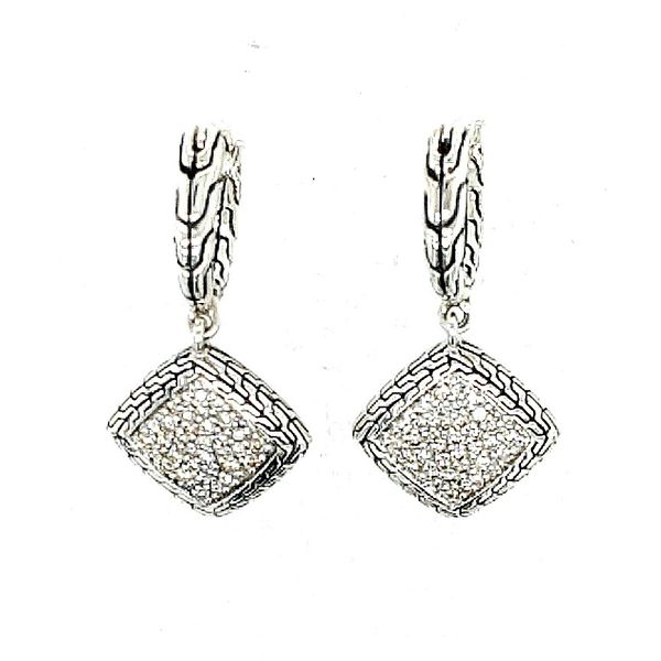 John Hardy Silver Diamond Pave' Drop Earring Image 2 Saxons Fine Jewelers Bend, OR