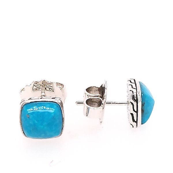 John Hardy Turquoise and Silver Stud Earring Image 2 Saxons Fine Jewelers Bend, OR