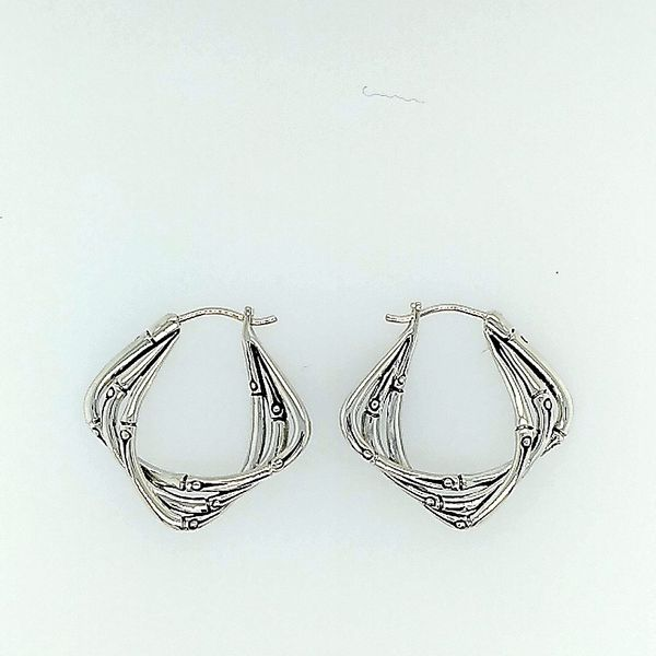 John Hardy Silver Bamboo Hoop Earrings Image 2 Saxons Fine Jewelers Bend, OR