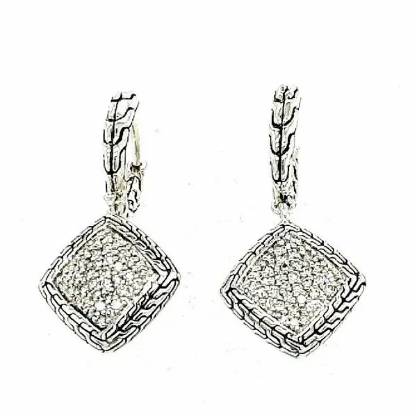 John Hardy Silver Diamond Pave' Drop Earring Saxons Fine Jewelers Bend, OR