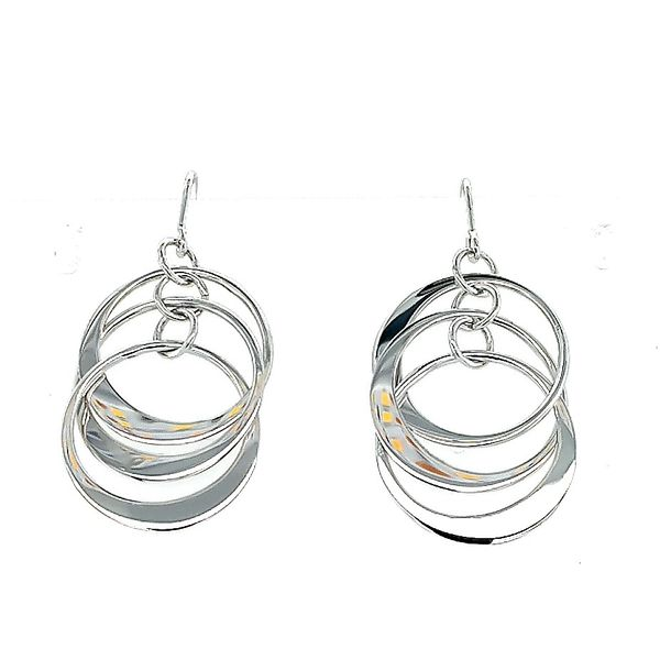 Sterling Silver  Open Trio Circles Drop Earrings Saxons Fine Jewelers Bend, OR