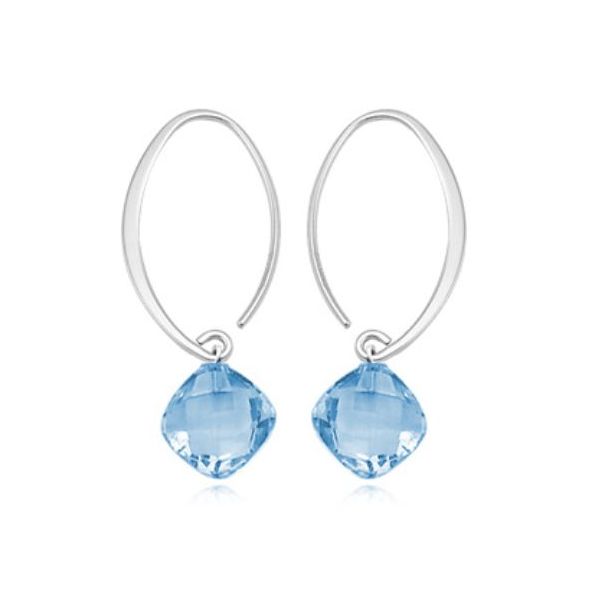 Sterling Silver Cushion Blue Topaz Simple Sweep Earrings Saxons Fine Jewelers Bend, OR