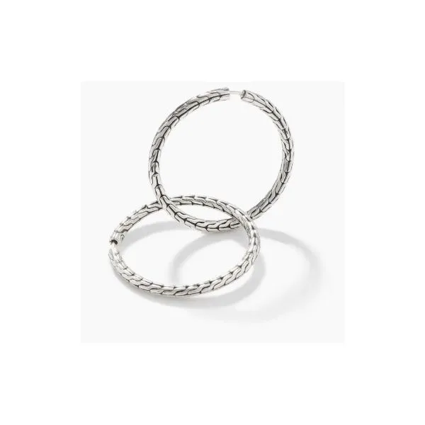 John Hardy SIlver Classic Chain Full Closure Medium Hoops...