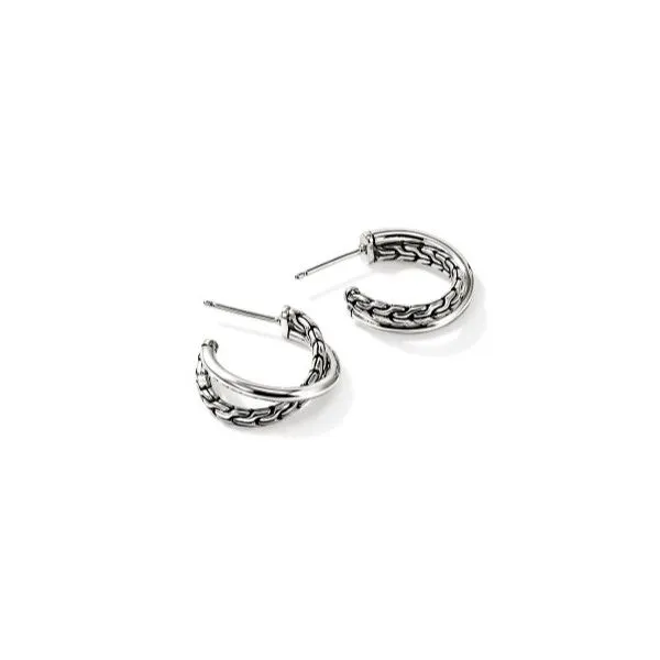 Silver Crossover Hoop Earrings Image 2 Saxons Fine Jewelers Bend, OR