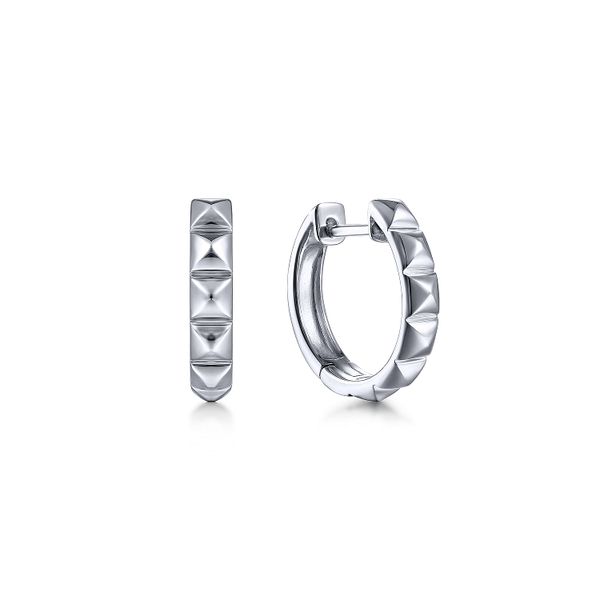 Gabriel & Co. Sterling Silver Pyramid Huggie Earrings Saxons Fine Jewelers Bend, OR