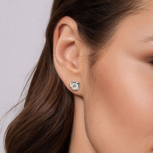 Gabriel and Co Sterling Silver Heart Diamond Stud Earrings Image 2 Saxons Fine Jewelers Bend, OR