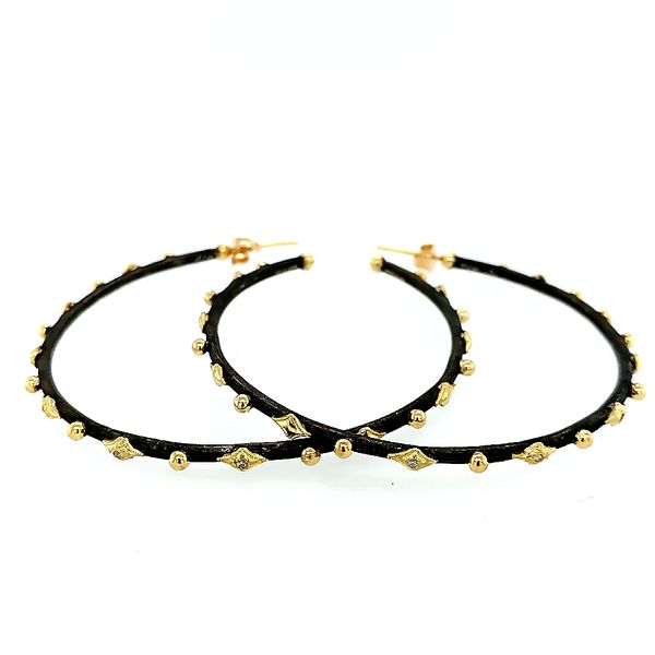 Armenta Silver and Yellow Gold Hoops with Diamonds Saxons Fine Jewelers Bend, OR