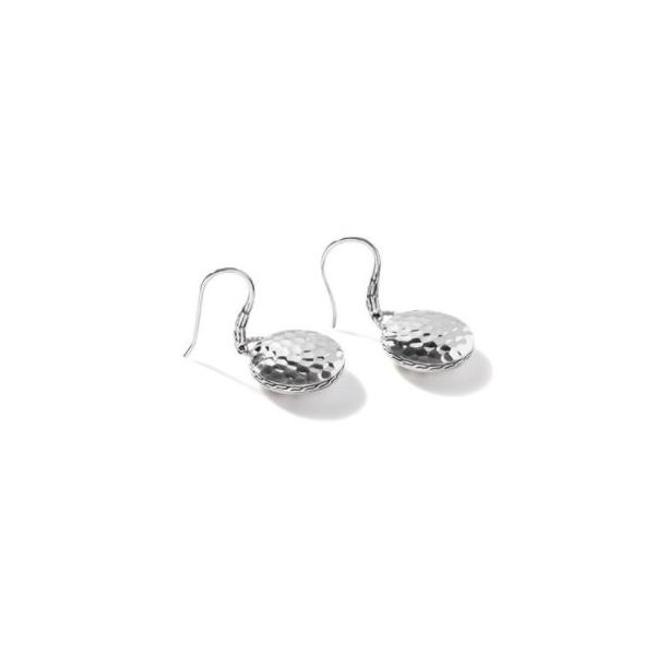 Silver Round Drop Dot Hammered Earrings Image 2 Saxons Fine Jewelers Bend, OR