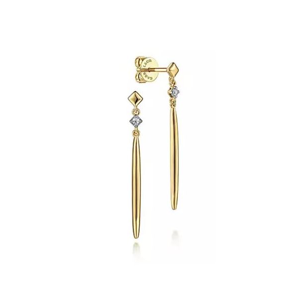 Gabriel & Co. 14 Karat Yellow Gold Diamond Spike Stud Earrings Saxons Fine Jewelers Bend, OR