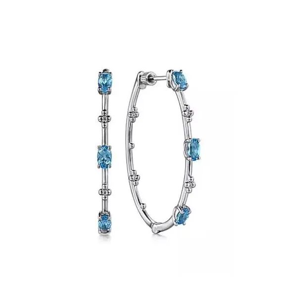 Sterling Silver Bujukan Hoop Swiss Blue Topaz Saxons Fine Jewelers Bend, OR