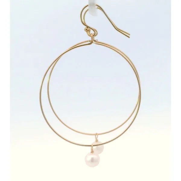Yellow Gold Large Endless Hoops Pearl Drops Image 2 Saxons Fine Jewelers Bend, OR