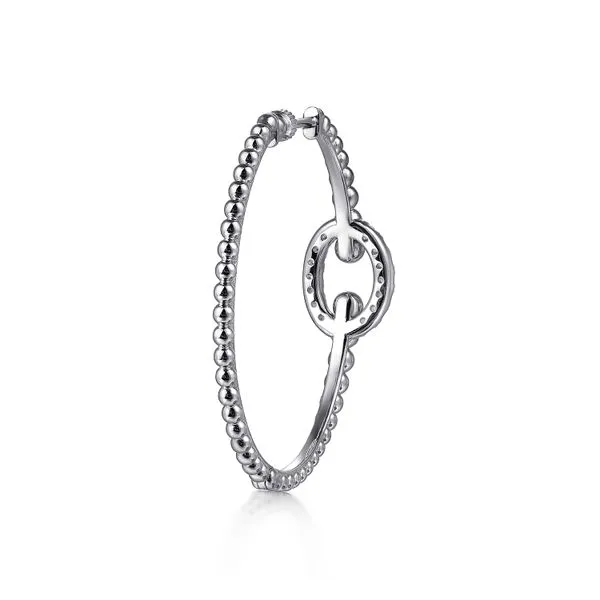 Gabriel & Co. Sterling Silver Bujukan White Sapphire Hoop Earrings Image 3 Saxons Fine Jewelers Bend, OR