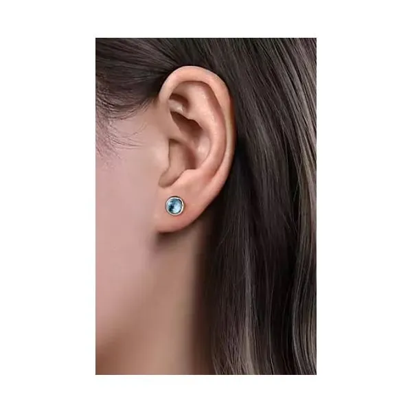 Gabriel & Co. Sterling Silver Blue Topaz Bezel Studs Image 2 Saxons Fine Jewelers Bend, OR