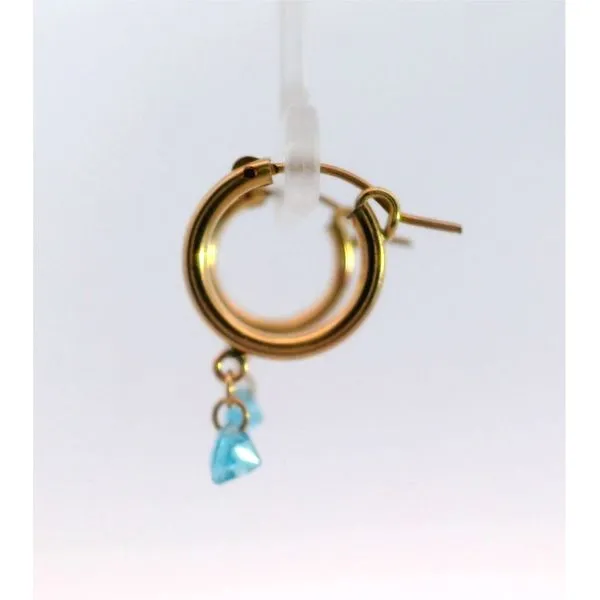 Gold Blue Topaz Drop Hoop Earrings Image 2 Saxons Fine Jewelers Bend, OR