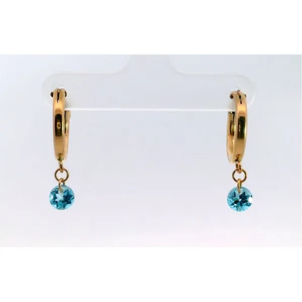 Gold Blue Topaz Drop Hoop Earrings Saxons Fine Jewelers Bend, OR
