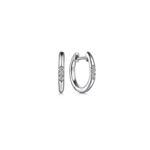 Gabriel & Co. Sterling Silver Diamond Huggie Earrings Saxons Fine Jewelers Bend, OR