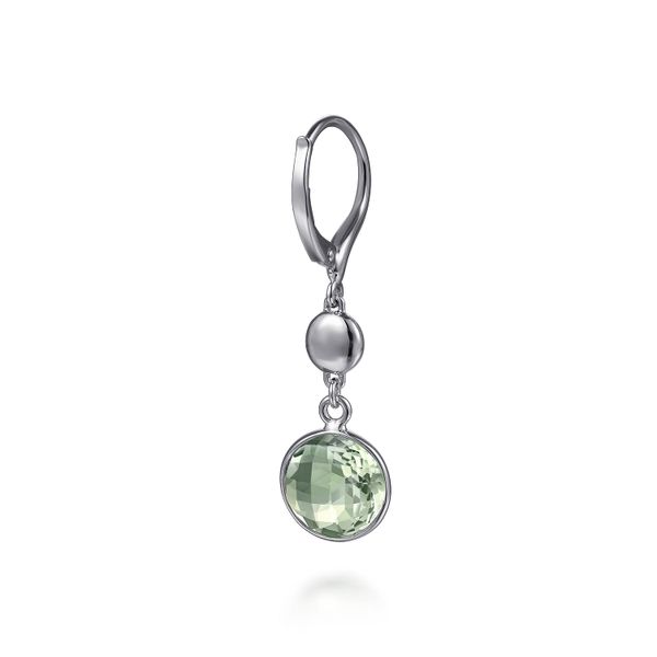 Gabriel & Co. Sterling Silver Bezel Green Amethyst Drop Earrings Image 3 Saxons Fine Jewelers Bend, OR