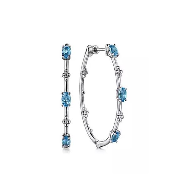 Sterling Silver Bujukan Hoop Swiss Blue Topaz Saxons Fine Jewelers Bend, OR