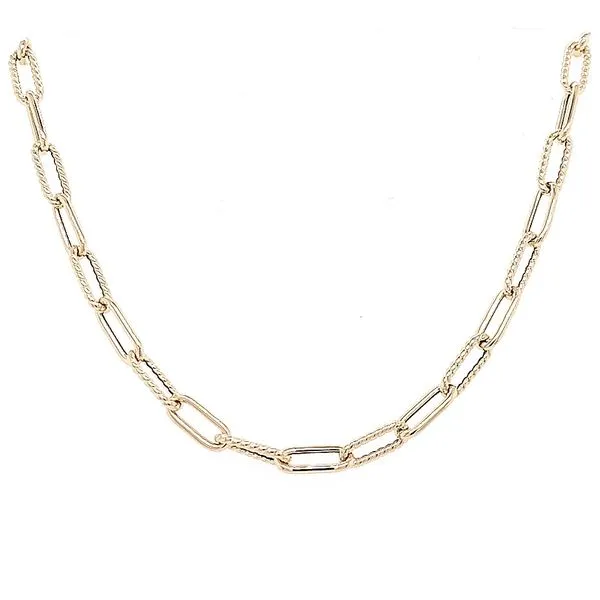 Roberto Coin. 18 Karat Yellow Gold Oval Link Textured/ Polished Chain Saxons Fine Jewelers Bend, OR