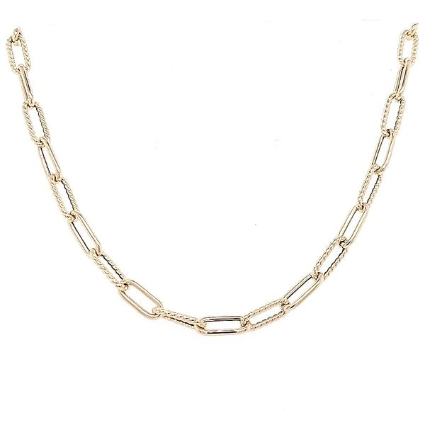 Roberto Coin 18 Karat Yellow Gold Oval Link Textured/ Polished Chain Saxons Fine Jewelers Bend, OR