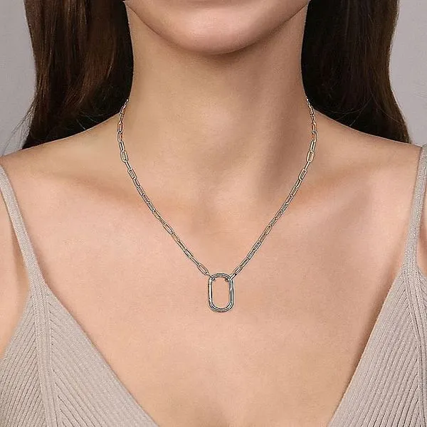 Gabriel & Co. 14 Karat Yellow Gold Chain Necklace Rectangle Drop Image 3 Saxons Fine Jewelers Bend, OR
