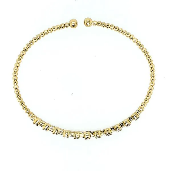 Gabriel & Co. 14K Yellow Gold Bujukan Bead Cuff Bracelet with Diamond Stations (0.31ct) Image 3 Saxons Fine Jewelers Bend, OR