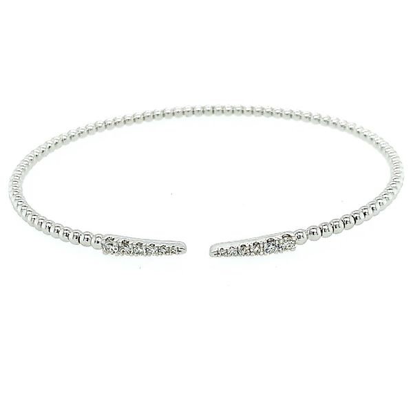 Gabriel & Co. Split 14K White Gold Bujukan Bead Cuff Bracelet with Diamond Pave Spikes (0.27ct) Saxons Fine Jewelers Bend, OR