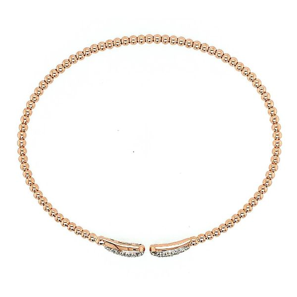 Gabriel & Co. 14K Rose Gold Bujukan Bead Cuff Bracelet with Diamond Pave Teardrops (0.30ct) Image 3 Saxons Fine Jewelers Bend, OR