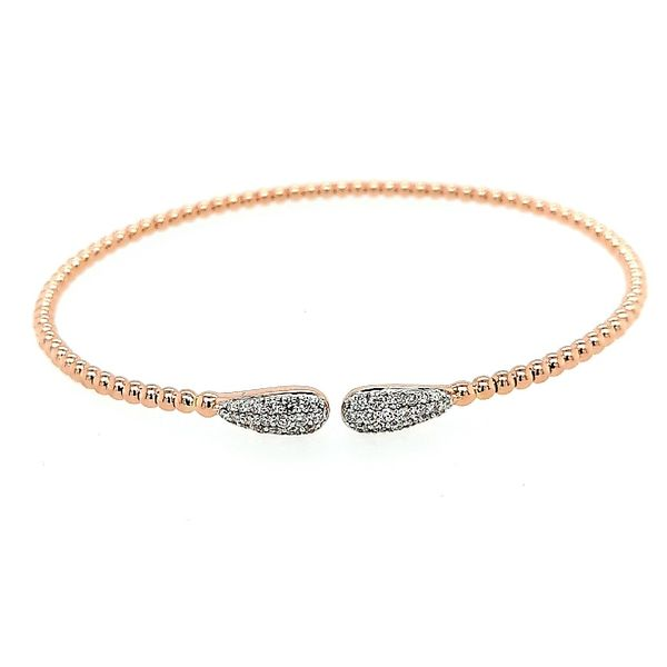 Gabriel & Co. 14K Rose Gold Bujukan Bead Cuff Bracelet with Diamond Pave Teardrops (0.30ct) Saxons Fine Jewelers Bend, OR